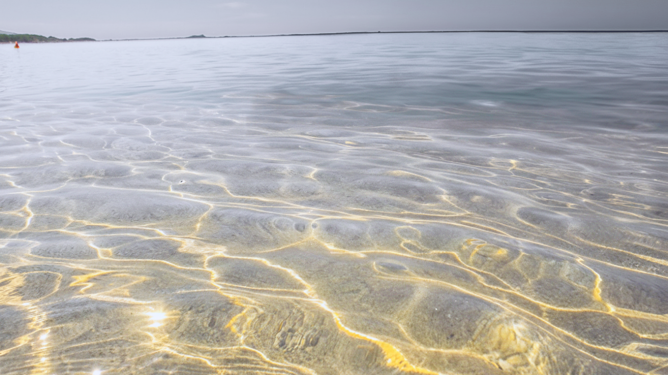 Clear water with ripples and reflections on a flat surface