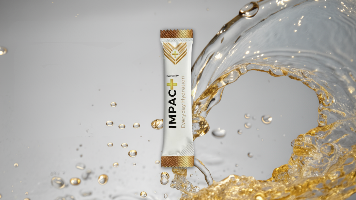 IMPAC+ Hydration Everyday Hydration Electrolyte Stick in Yellow Wave Background Mobile Version