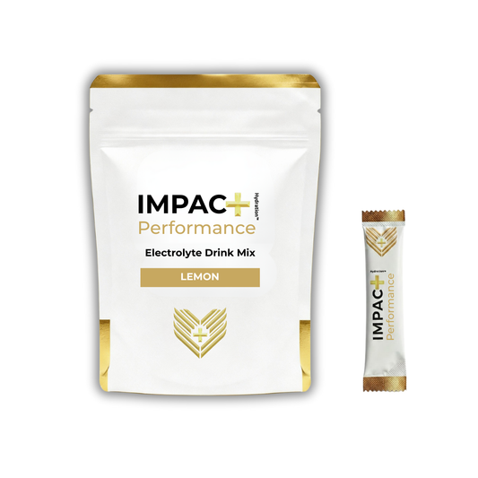 IMPAC Performance Electrolyte Drink Mix lemon package with a lemon flavor on a white background