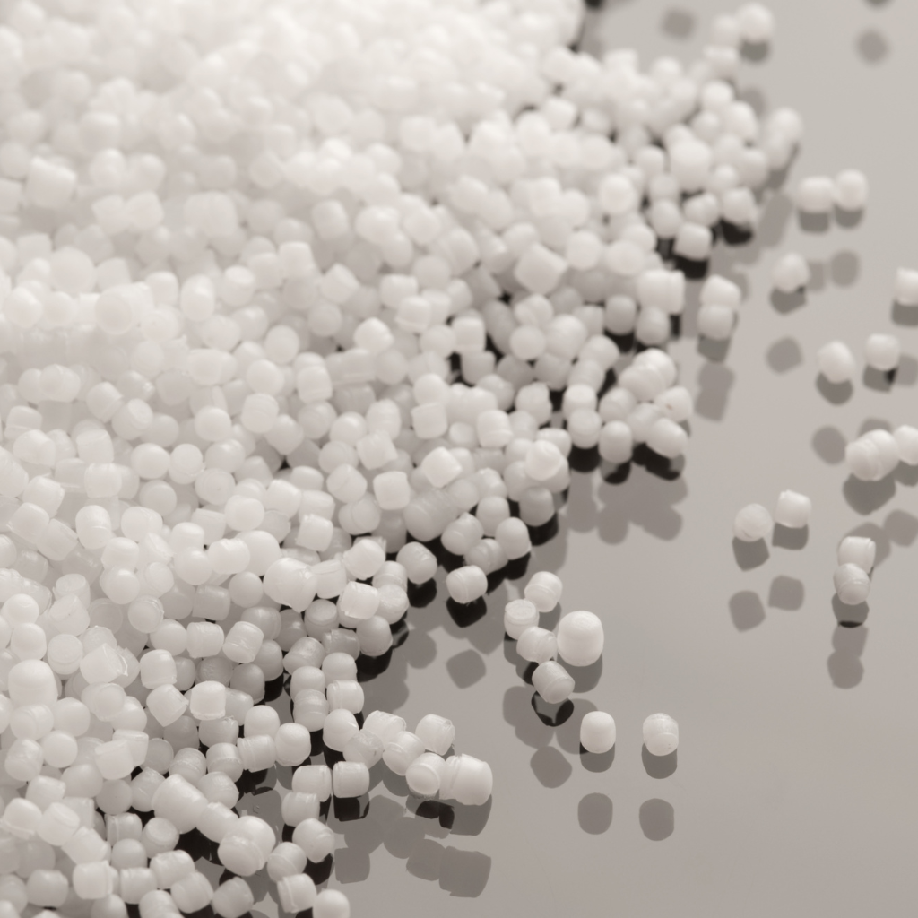 Close-up of PET plastics on a light gray background