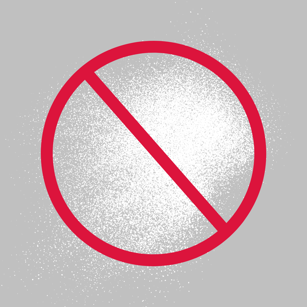 Red prohibition symbol on sugar